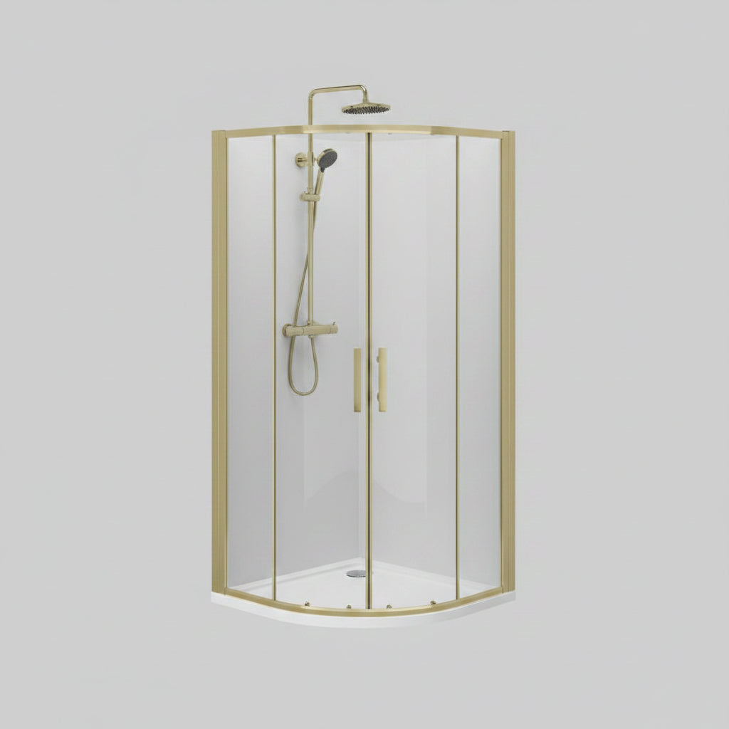 6mm Alexa Quadrant Enclosure 900mm x900 mm Brushed Brass