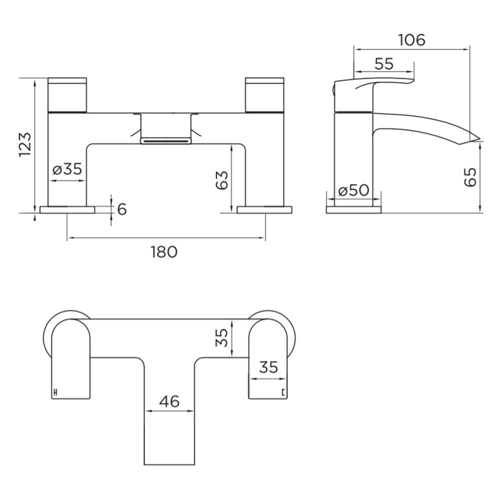 Aldgate Tap set with Bath Shower Mixer