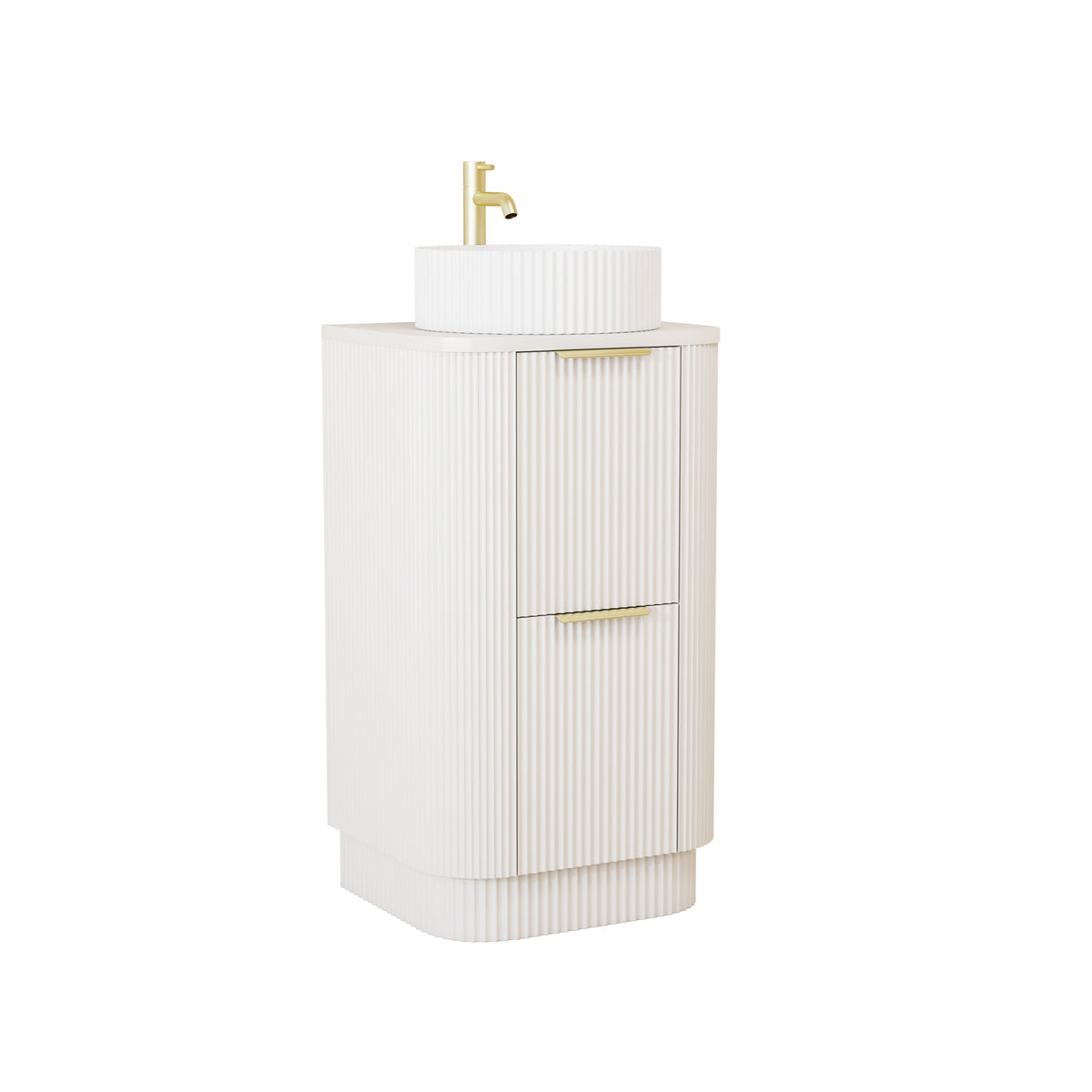 500mm Curved Fluted Floor Unit with worktop no Basin