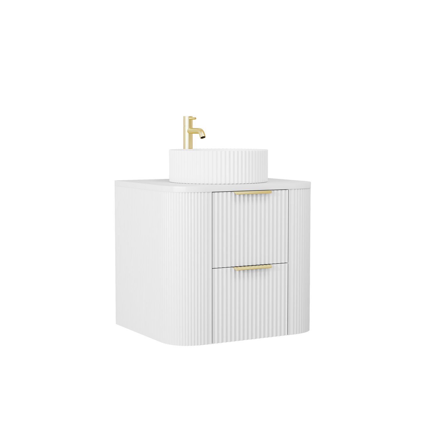500 Fluted Vanity Unit with matching Basin Wall Hung White Matt Colour