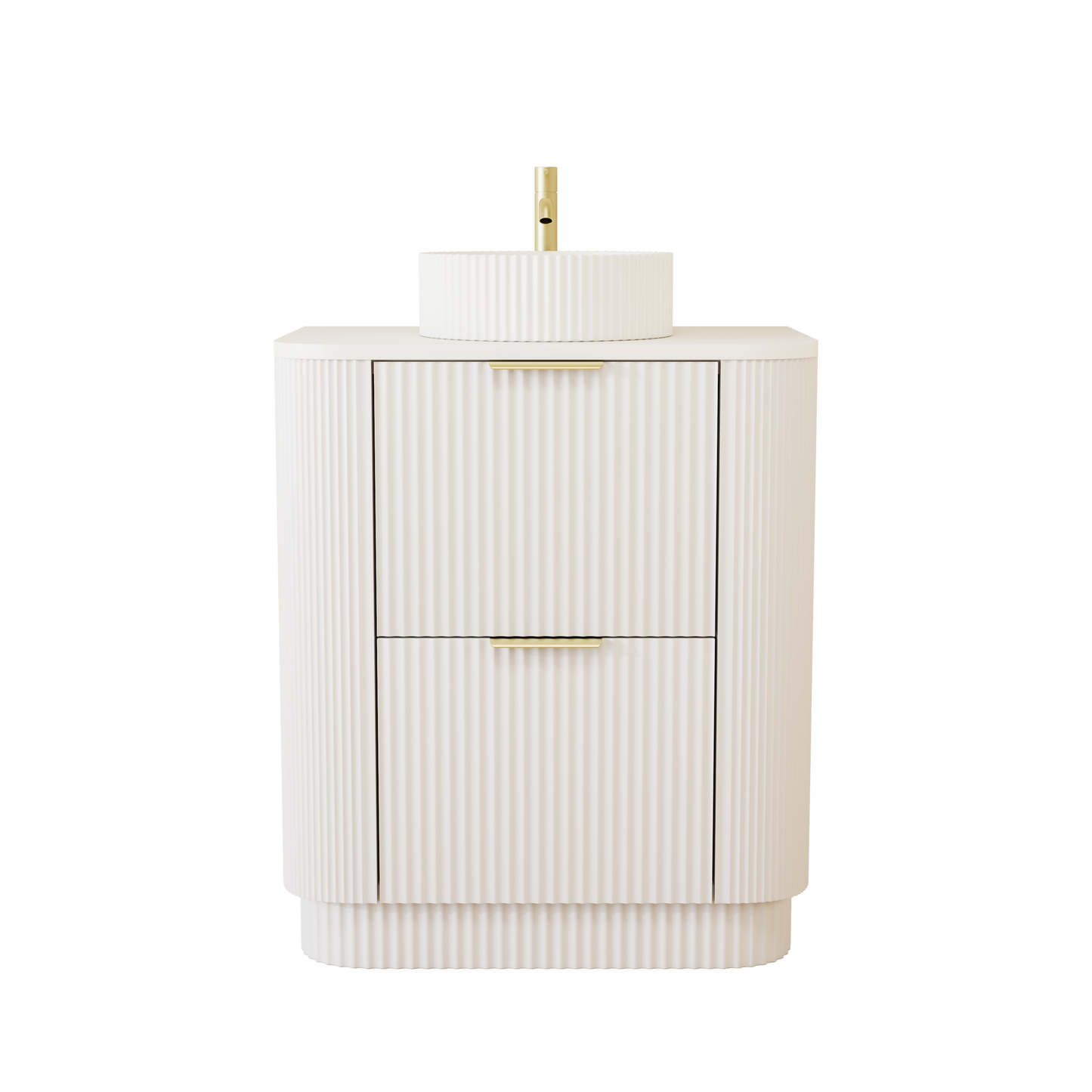 750mm Fluted Floor Standing Vanity Unit with Basin Creamy White Matt Colour