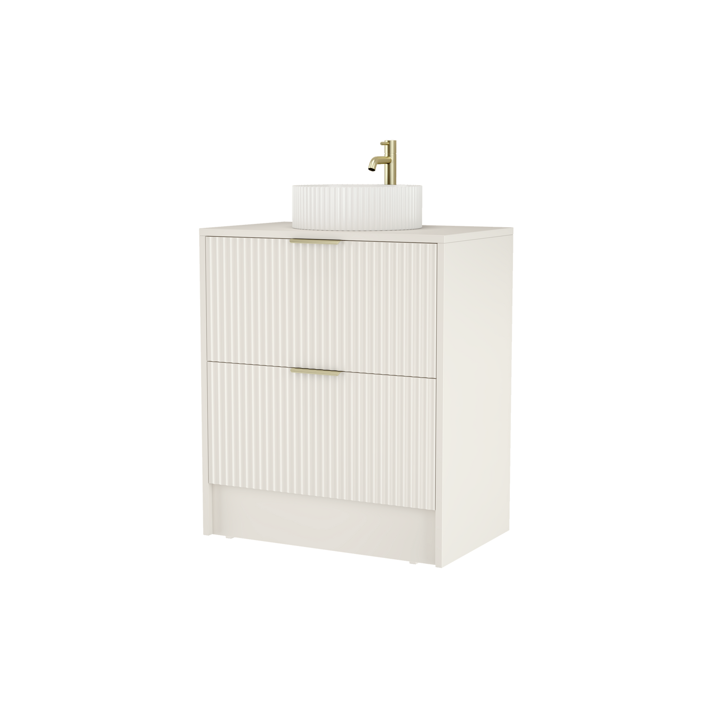 750mm Rectangular Fluted Two-Drawer Floor Standing Vanity Unit with Countertop Basin
