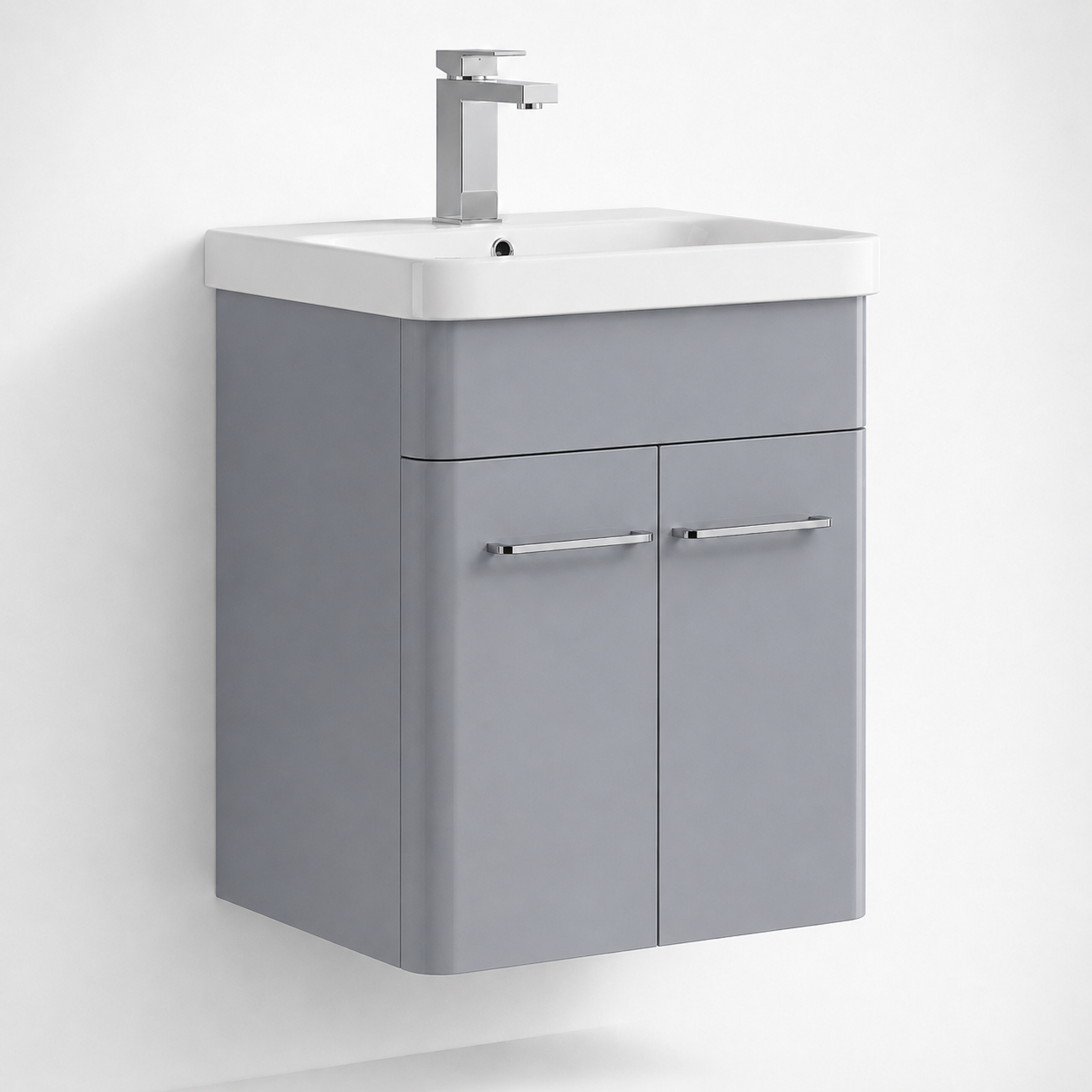 600mm Wall-Hung Vanity Unit with Curved-edge Ceramic Basin