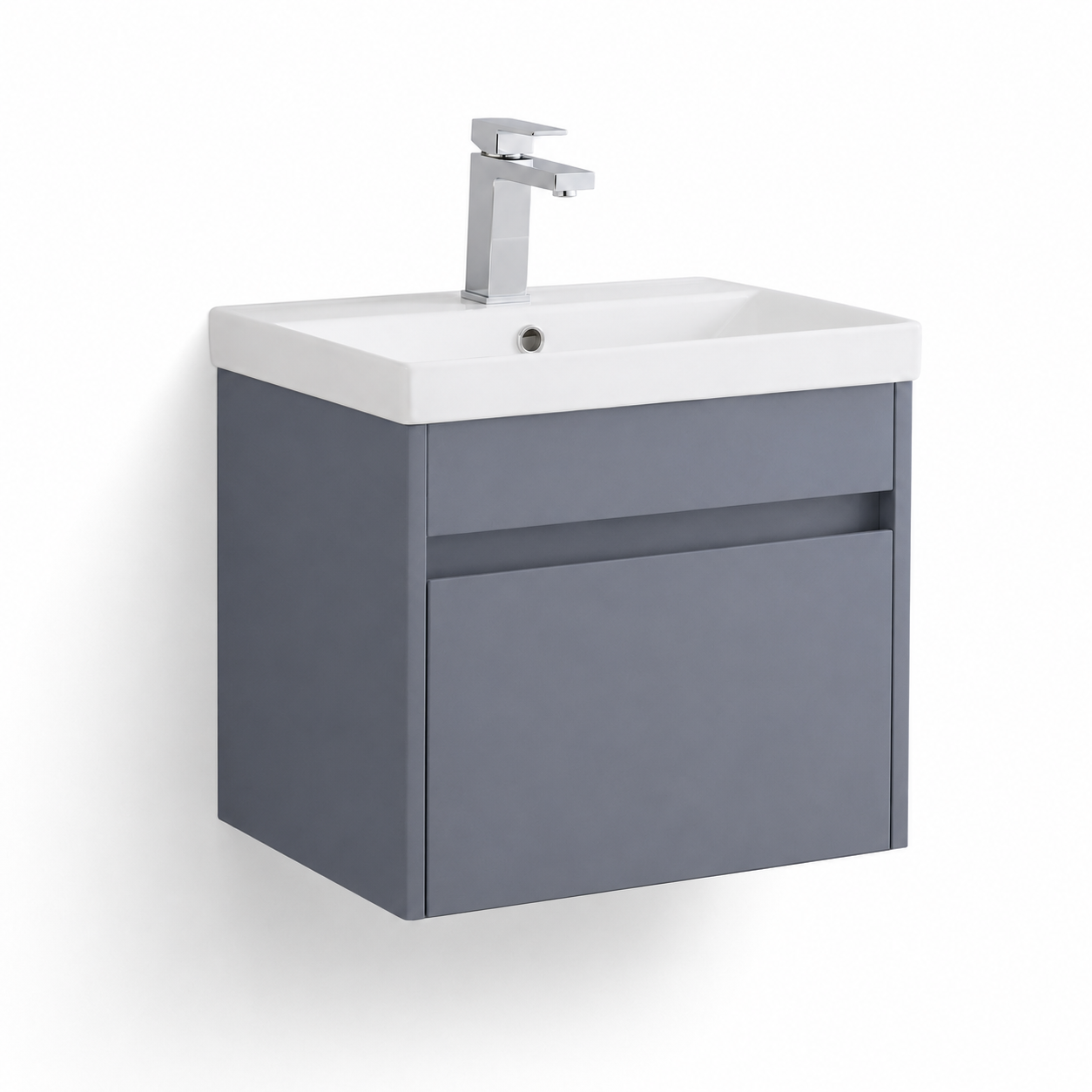 500mm Single-Drawer Wall-Hung Vanity Unit with Ceramic Basin