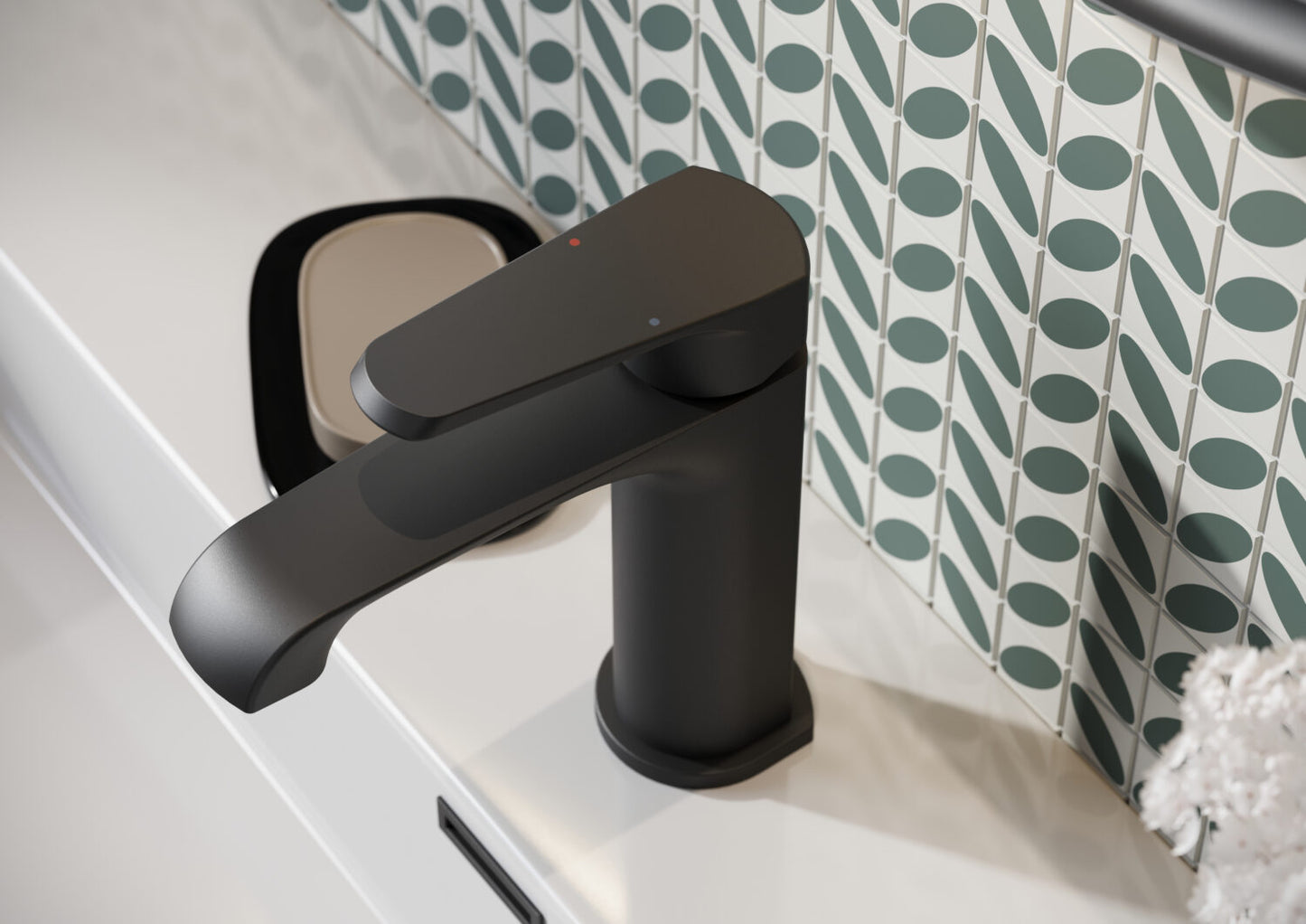 Nevada Mini Polished Black Matt Finish Basin Mixer Tap
