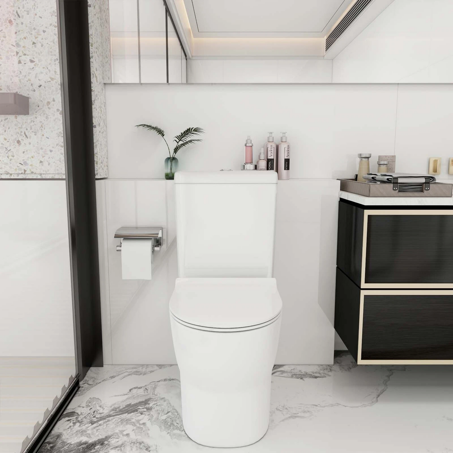 Back to Wall Closed Coupled WC Toilet Soft Closing Seat