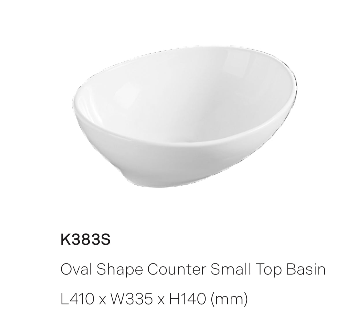 Oval shape countertop basin white