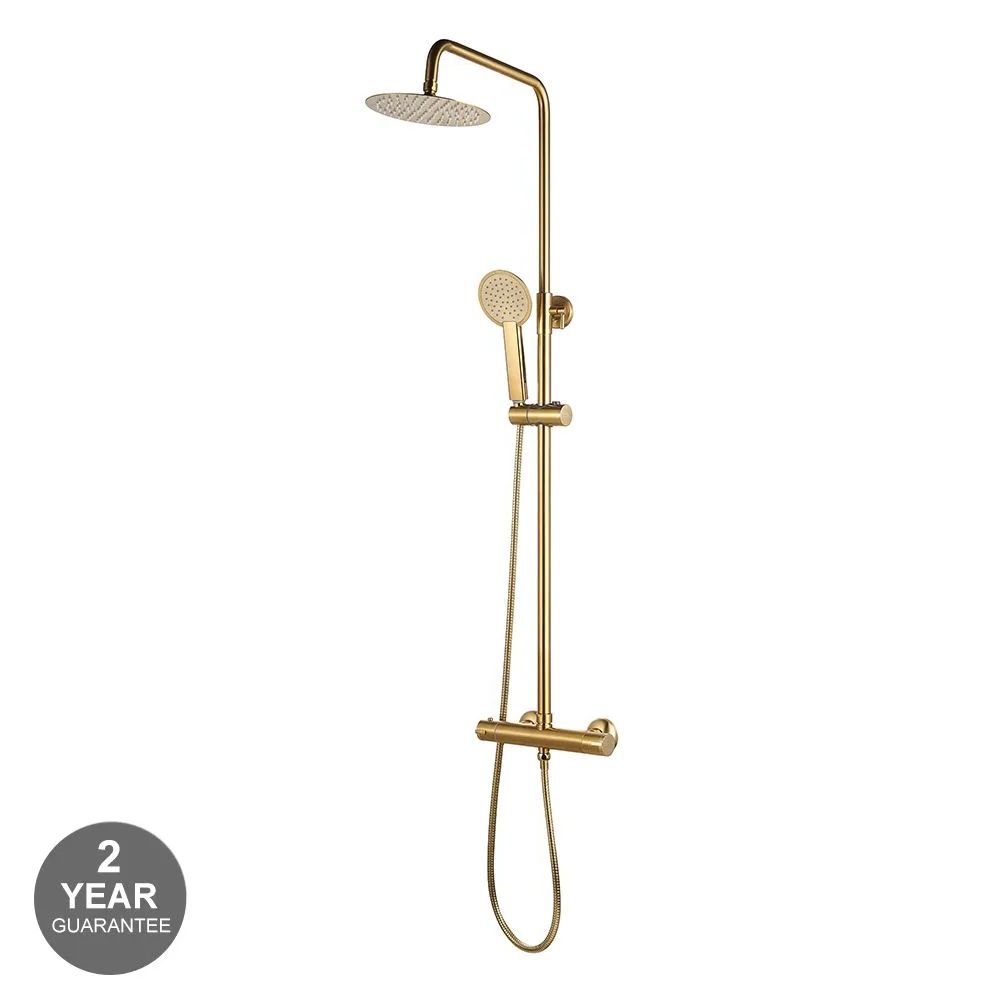 Islington Round Thermostatic Shower Set Brushed Brass