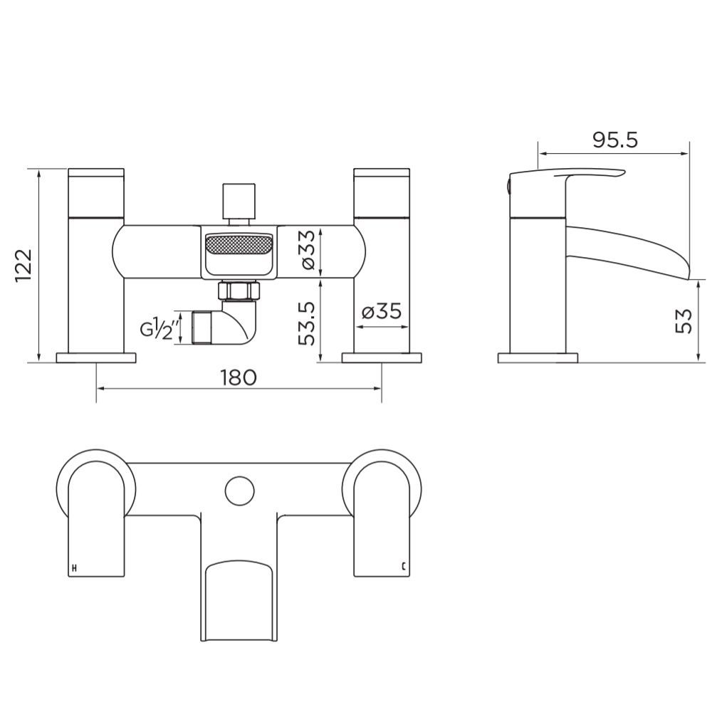 Knightsbridge Basin Mixer Tap & Bath Shower Mixer set
