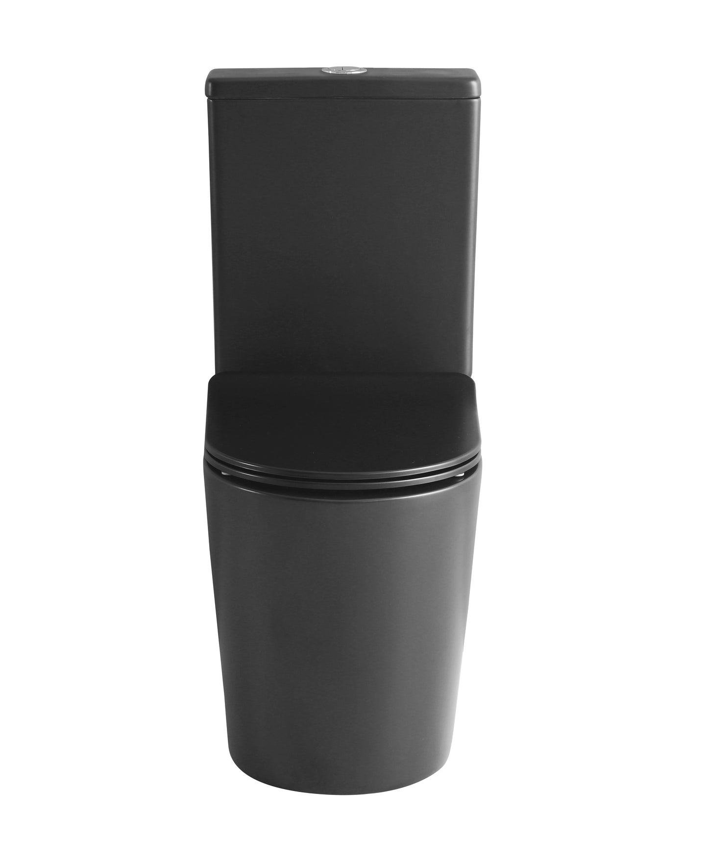 022R Rimless Matt Black Closed Coupled WC Toilet Including Soft Closing Seat