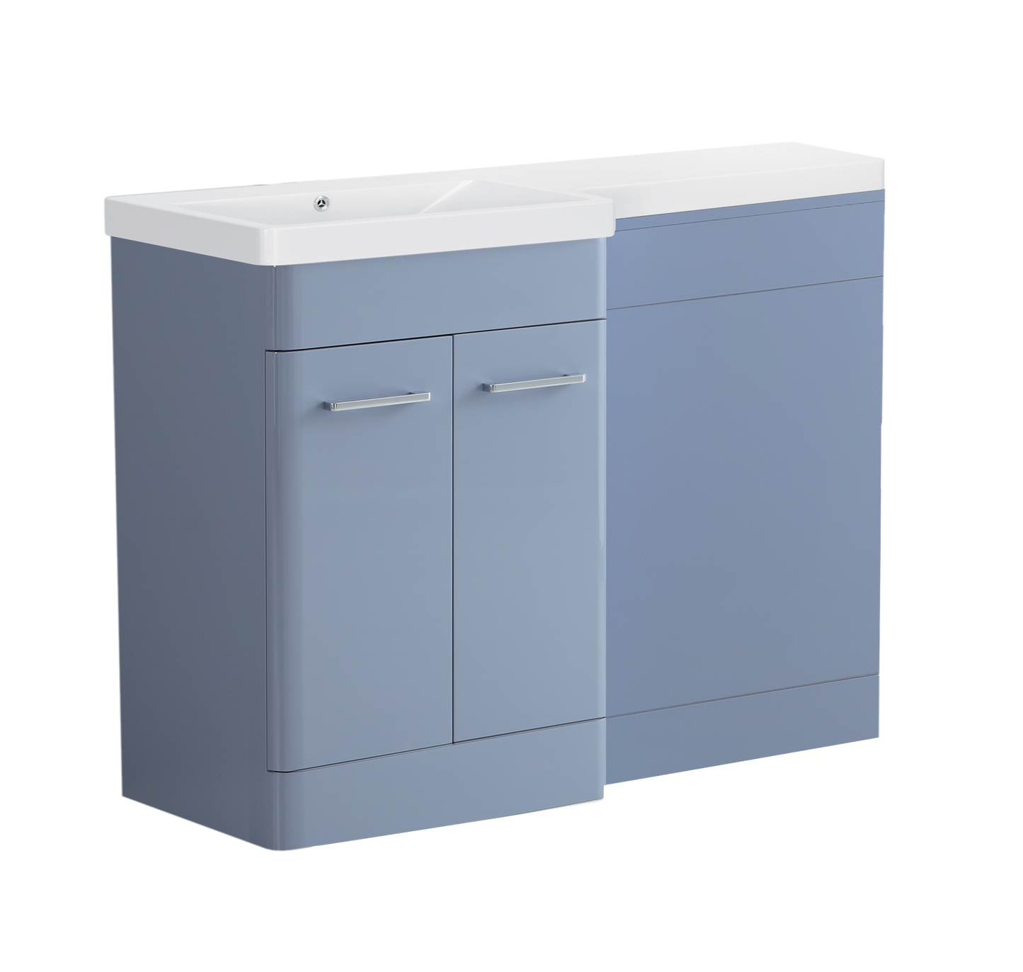 1000 mm L Shape Vanity Units Set With Polymarble Basin