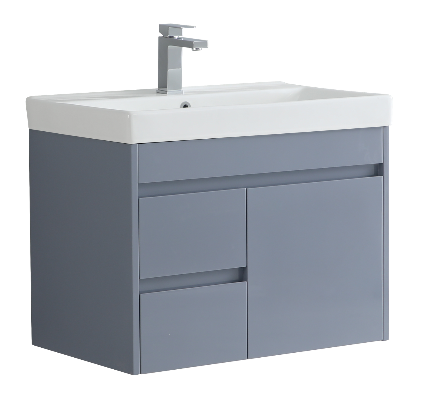 750 Alexa Wall hung Basin Vanity Unit Grey White Dark Grey Polymarble Basin