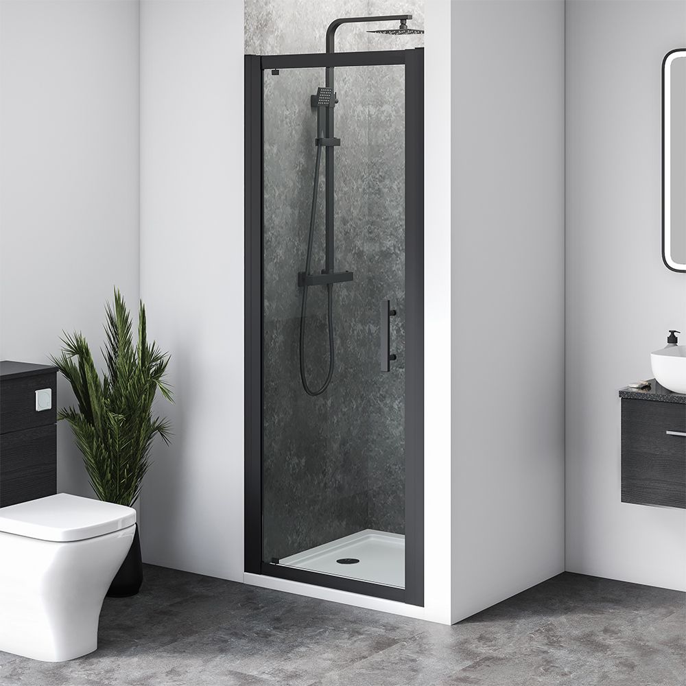 Alexa 6 Black Pivot Shower Door 700mm x 1900mm High