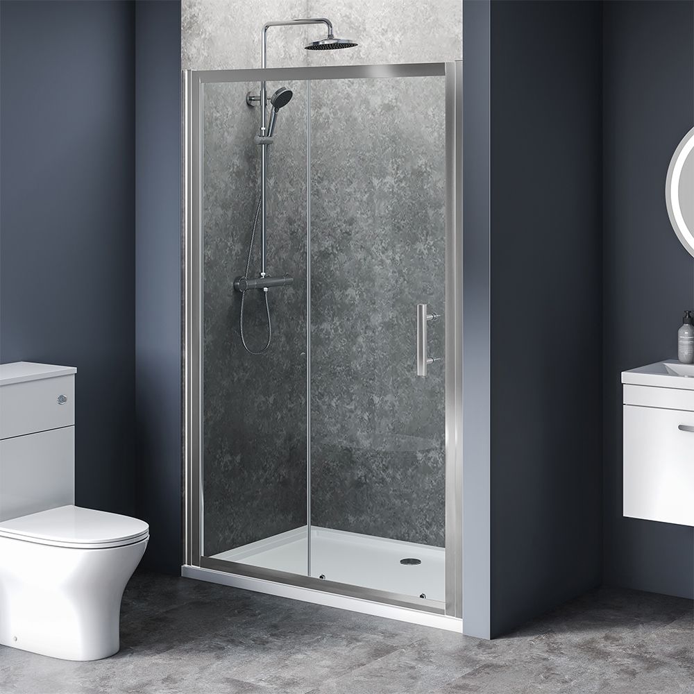 Alexa 6mm Single Sliding Shower Door 1200mm x 1800 mm Reduced Loft Height