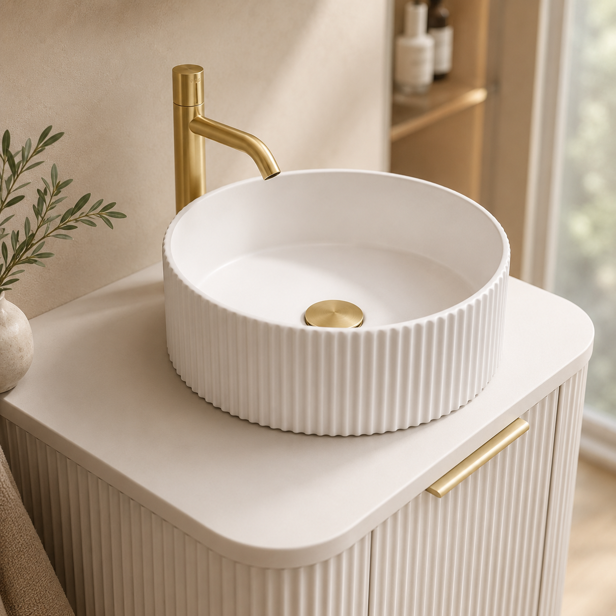 Floor Standing Fluted Vanity Unity 
