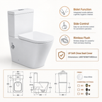 Close Coupled Soft Close Seat Square Rimless Bidet Toilet