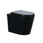 Black Round Rimless Back-to-Wall Toilet with Soft-Close Seat