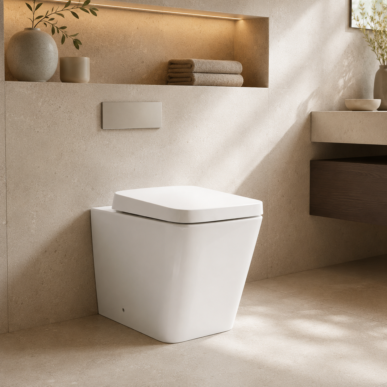 103S Square Short-Projection Back-to-Wall Toilet with Soft-Close Seat