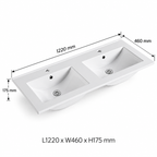 1200mm Double Bowl Slim Vanity Basin