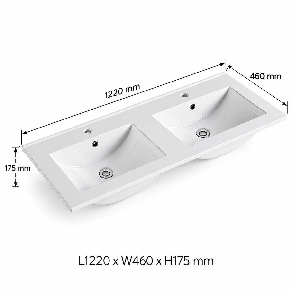 1200mm Double Bowl Slim Vanity Basin