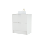 750mm Rectangular Fluted Floor Standing Vanity Unit with Countertop Basin in White Matt