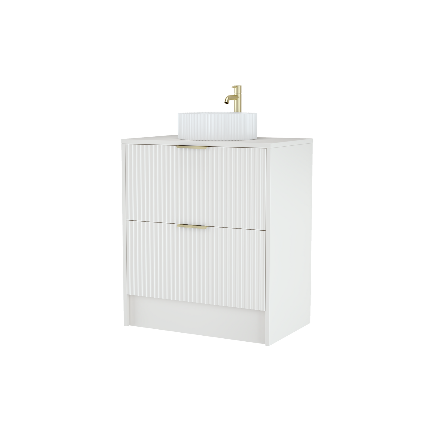 750mm Rectangular Fluted Two-Drawer Floor Standing Vanity Unit with Countertop Basin