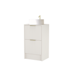 500mm Rectangular Fluted Floor Standing Vanity Unit with Countertop Basin in Creamy White