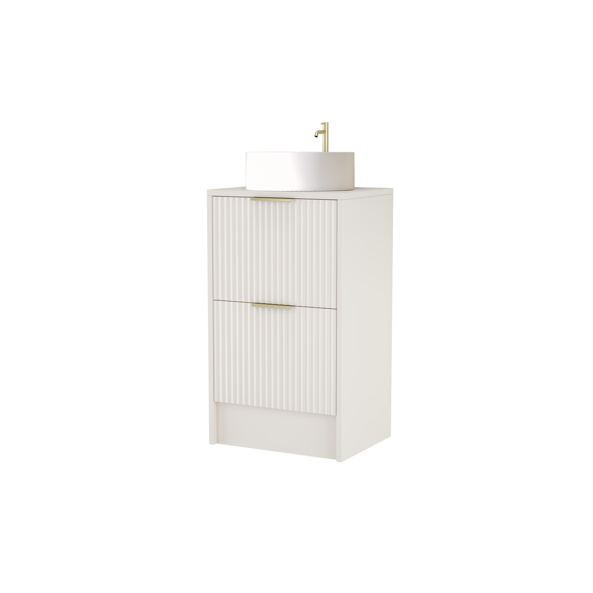 500mm Rectangular Fluted Floor Standing Vanity Unit with Countertop Basin
