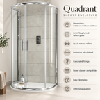 D shaped Shower Enclosure with Tray 915 x915mm
