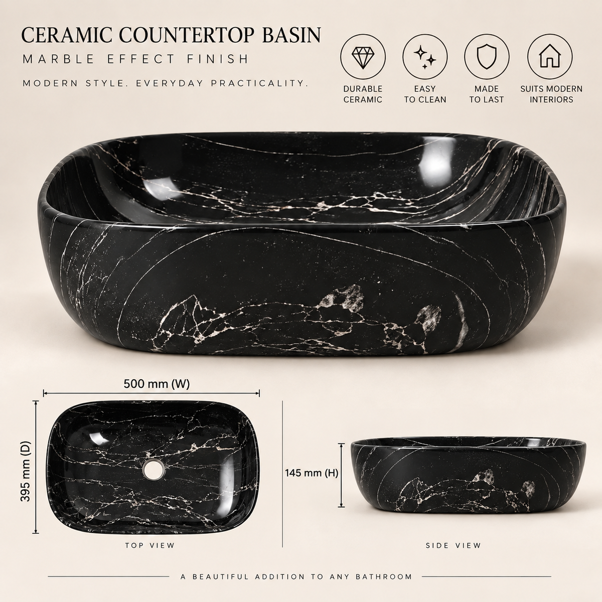 Round or Oval shape countertop basin