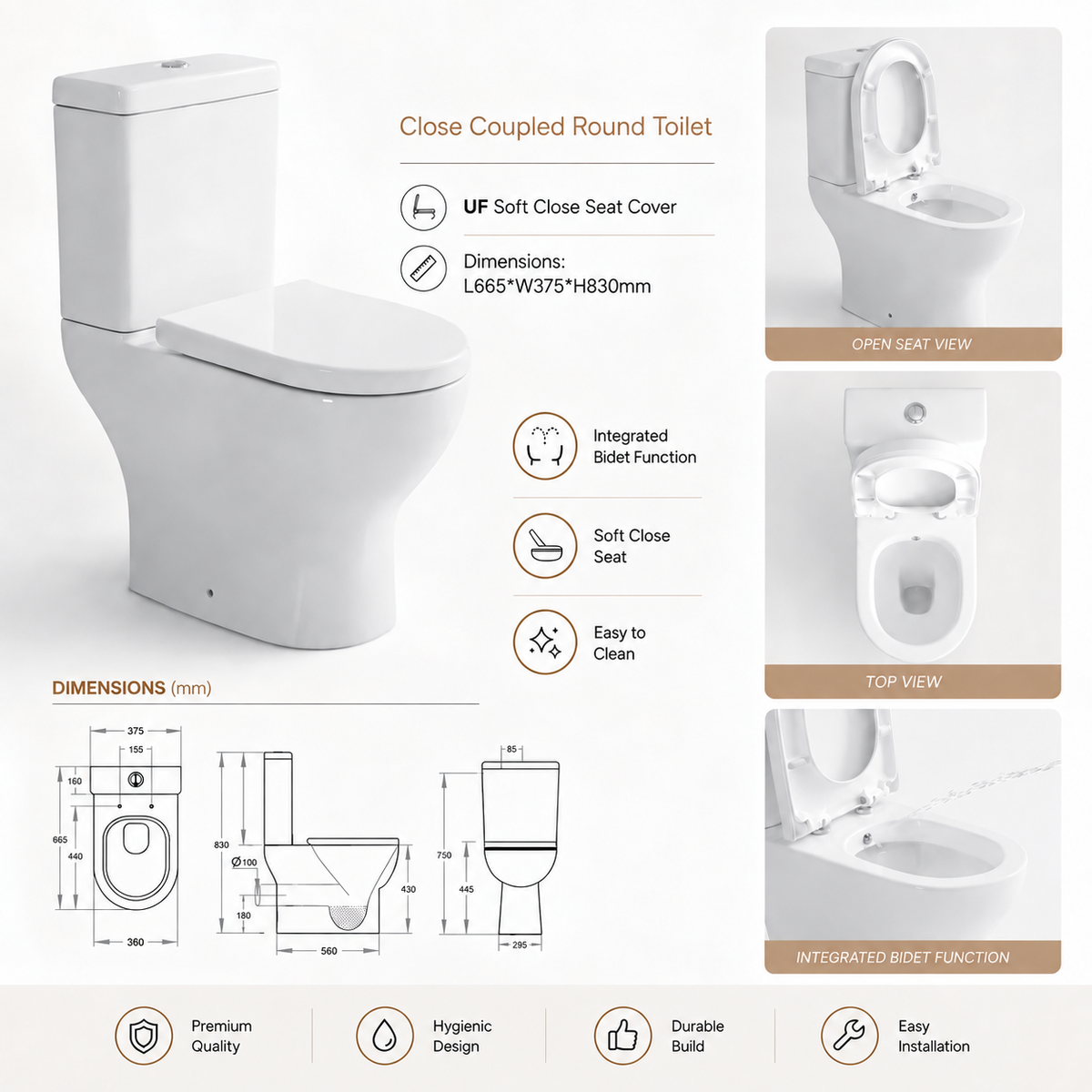 Round Close Coupled Toilet