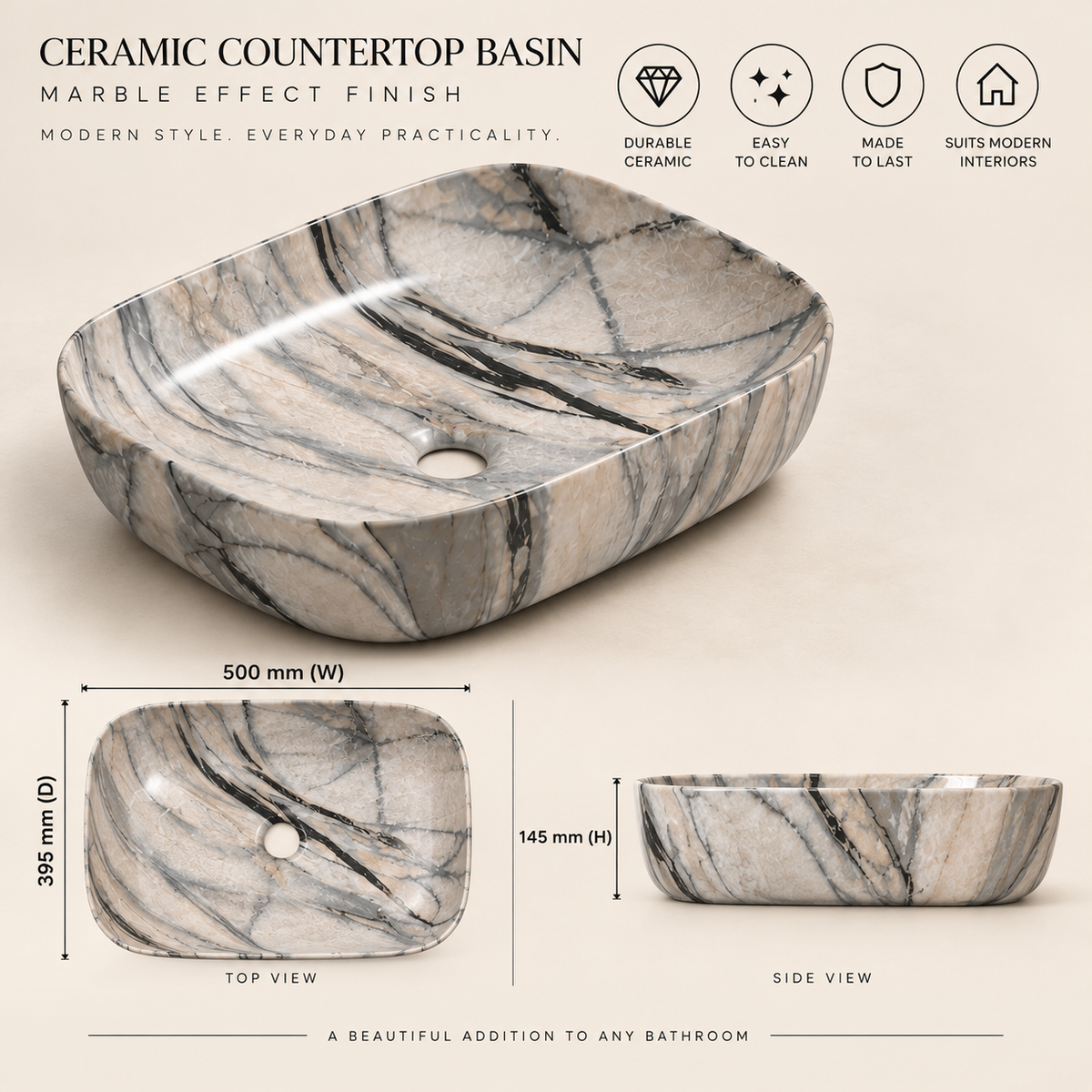 Round or Oval shape countertop basin