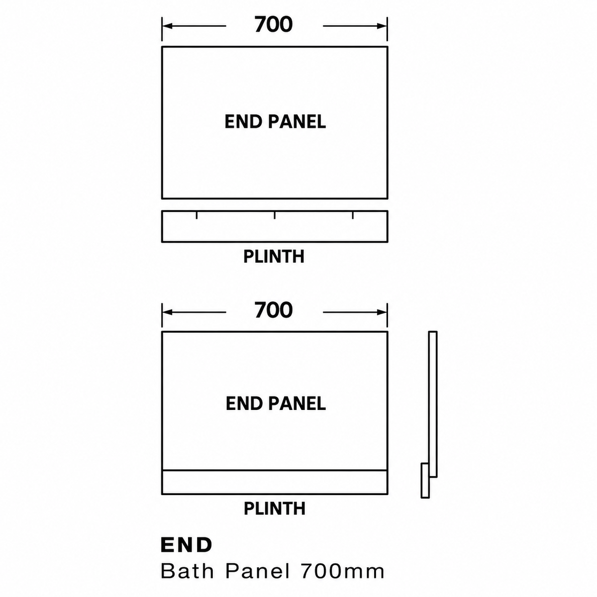 700mm End Bath Panel with Plinth