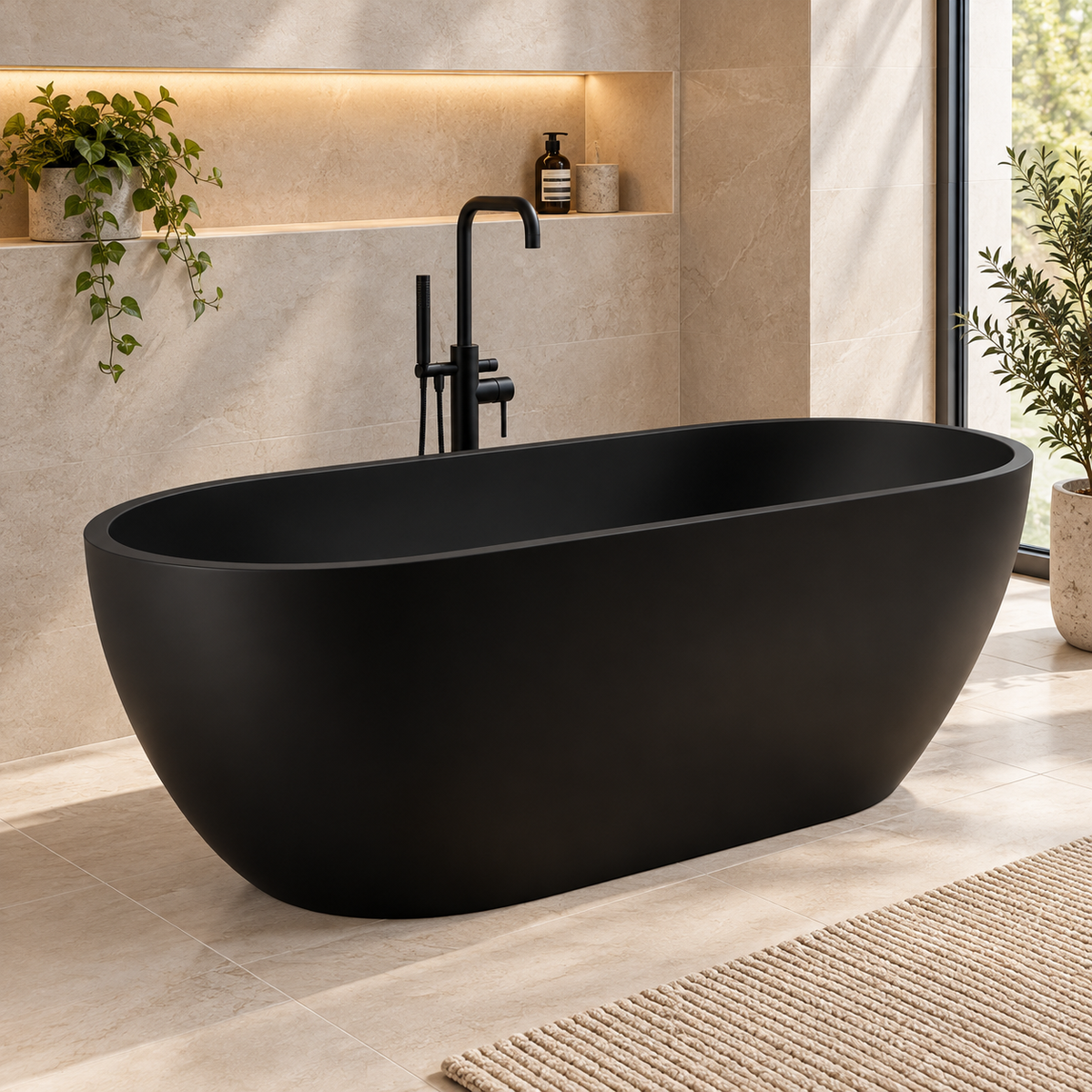 1700 x740 mm Free Standing Bath Black Matt Finish