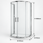 D shaped Shower Enclosure with Tray 915 x915mm