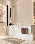 Thalia Inward Opening Brushed Brass Bath Screen W900mm x H1500mm