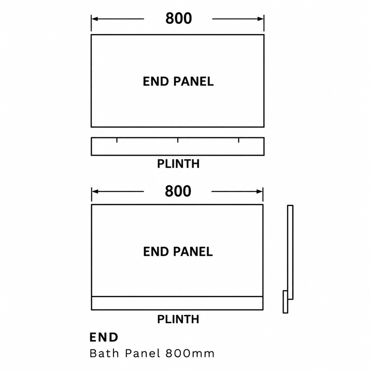 800mm End Bath Panel with Plinth