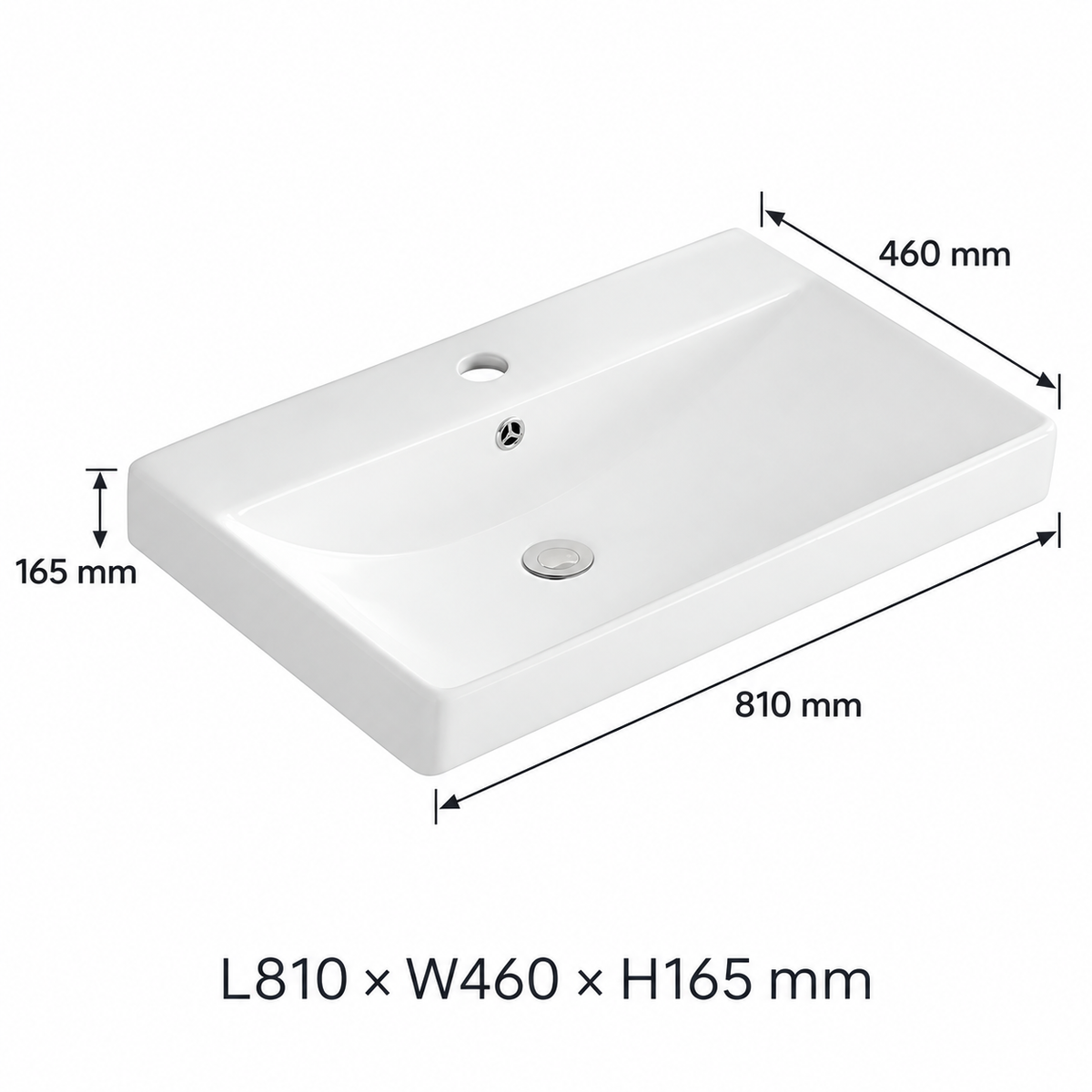 800mm Edge Vanity Basin