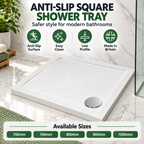 Anti-Slip Square Shower Tray - White