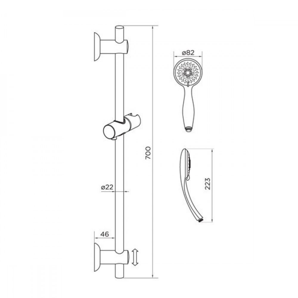 Islington Brushed  Brass Round Sliding Rail Kit