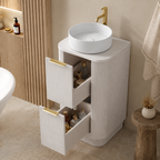 500mm Curved Fluted Floor Standing Vanity Unit with Countertop Basin