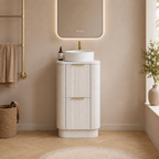 500mm Curved Fluted Floor Standing Vanity Unit with Countertop Basin