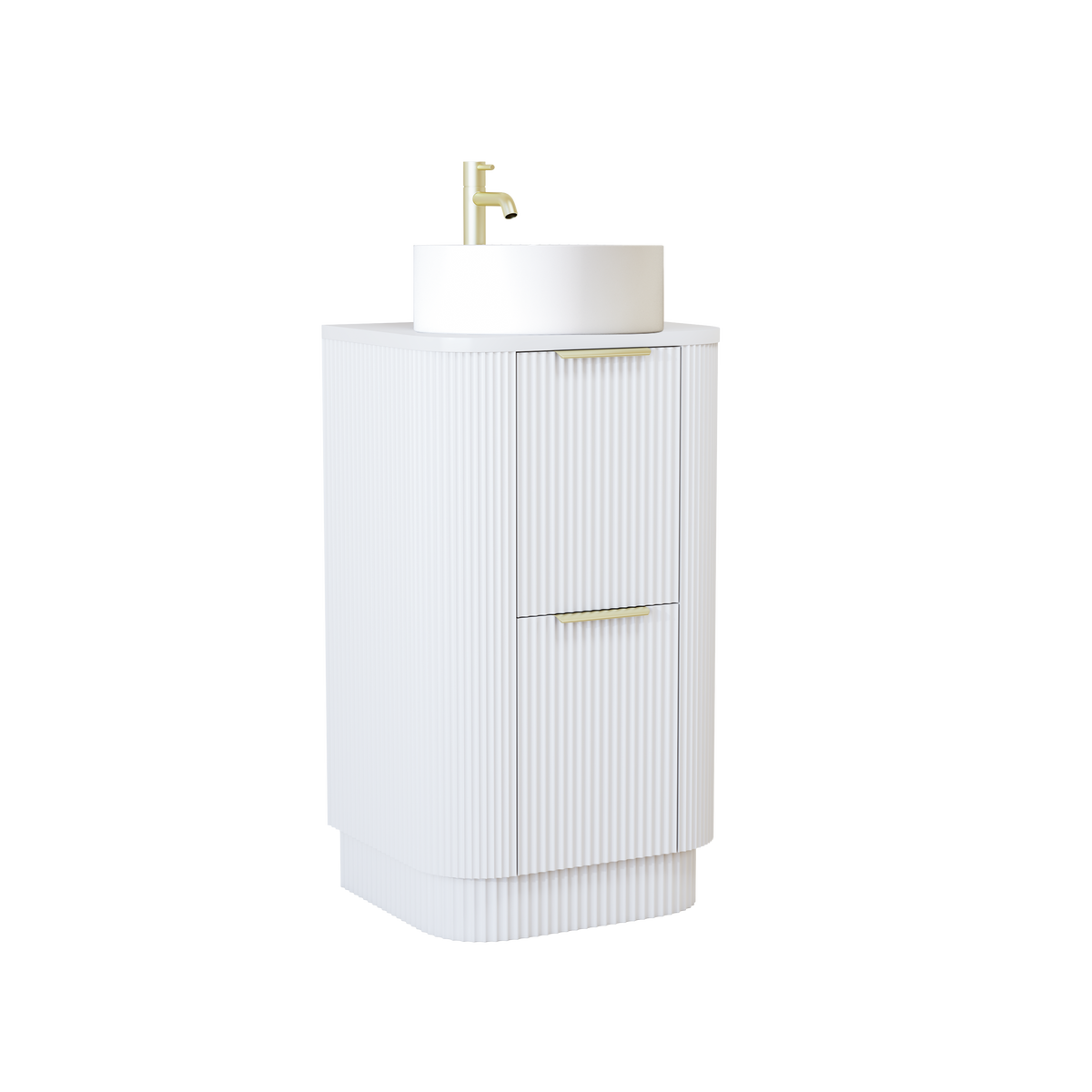 500mm Curved Fluted Floor Unit with worktop no Basin