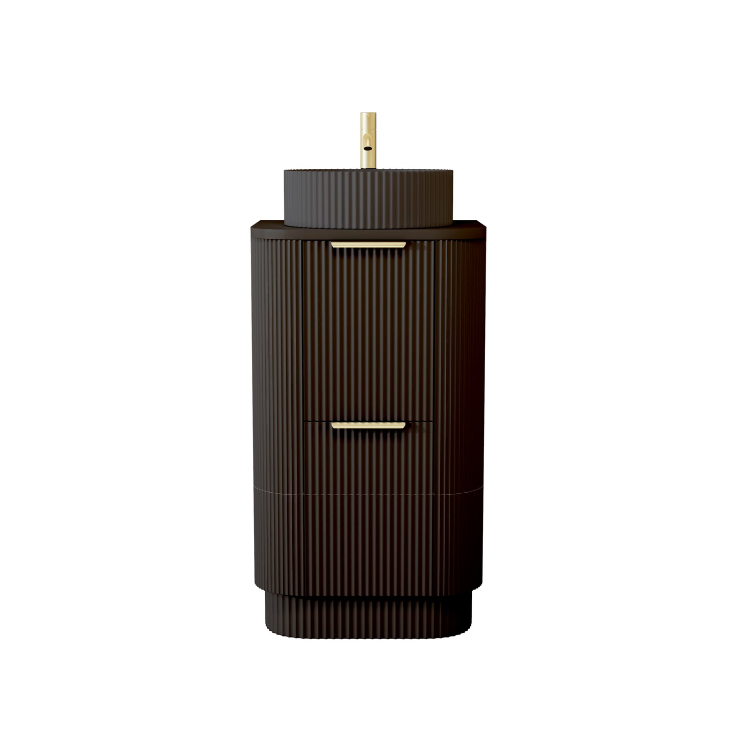 500mm Fluted Floor Standing  Vanity Unit with Basin Black Matt Colour