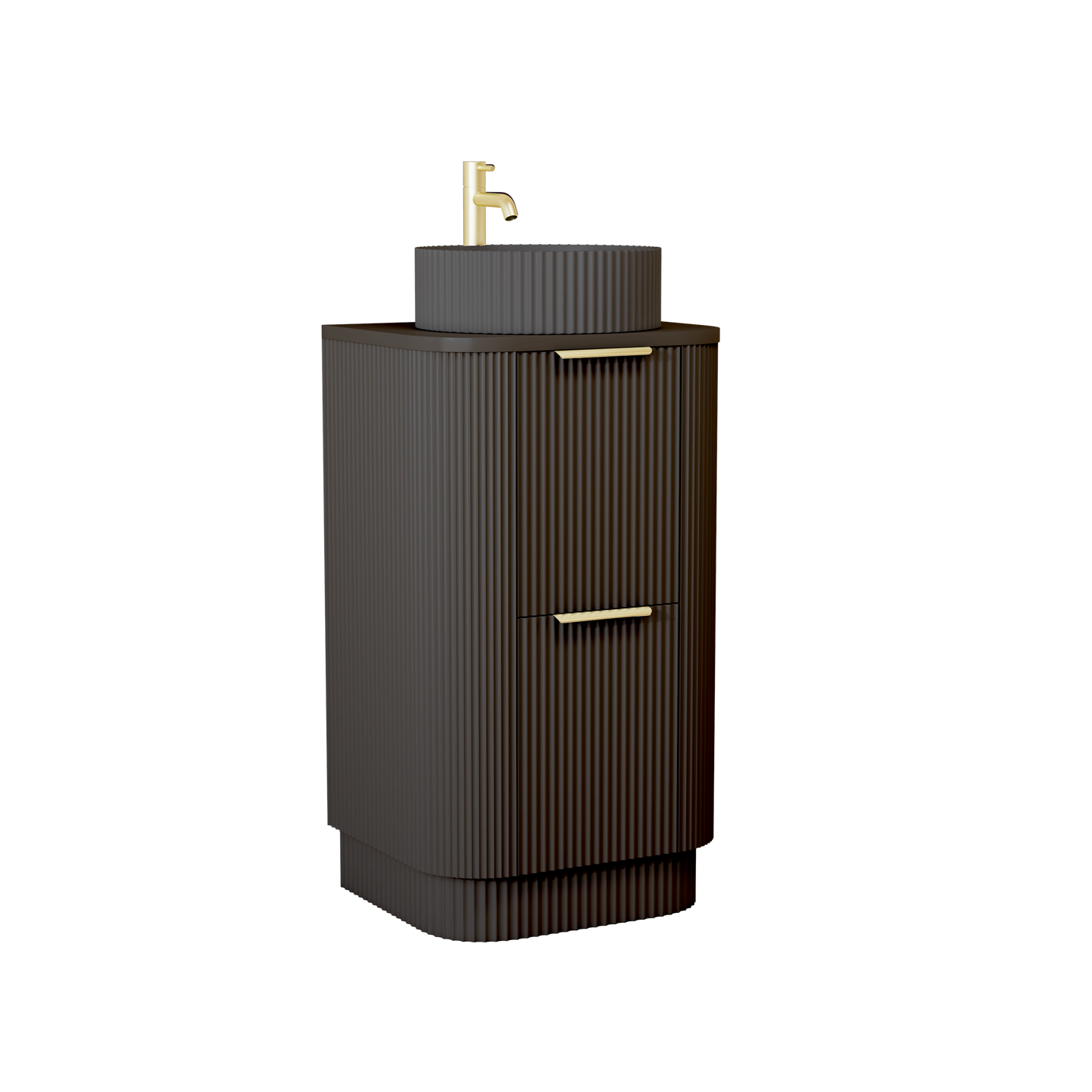 500 Fluted Vanity Unit with matching  Basin  Black Matt Colour