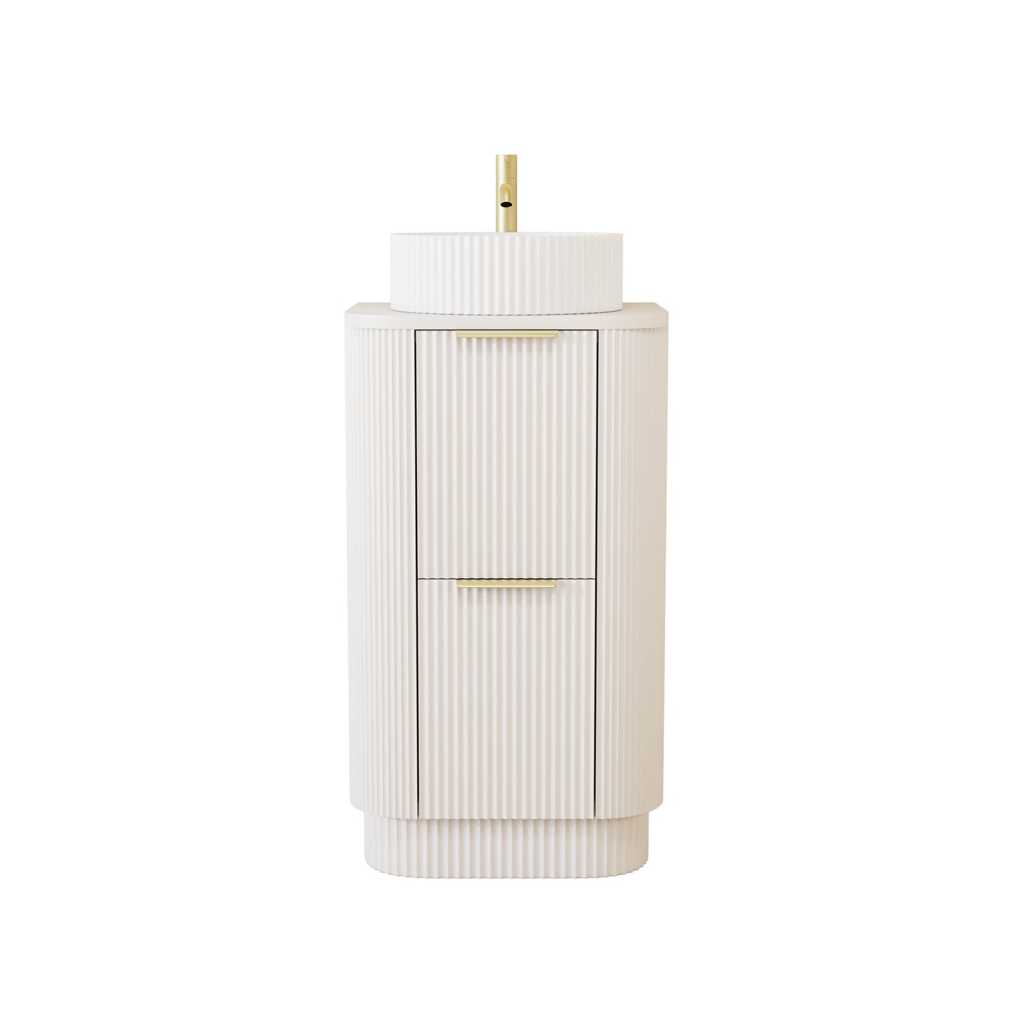 500mm Fluted Floor Standing  Vanity Unit with Basin Creamy White Matt Colour