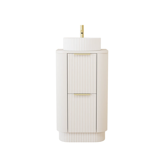 500mm Fluted Floor Standing  Vanity Unit with Basin Creamy White Matt Colour