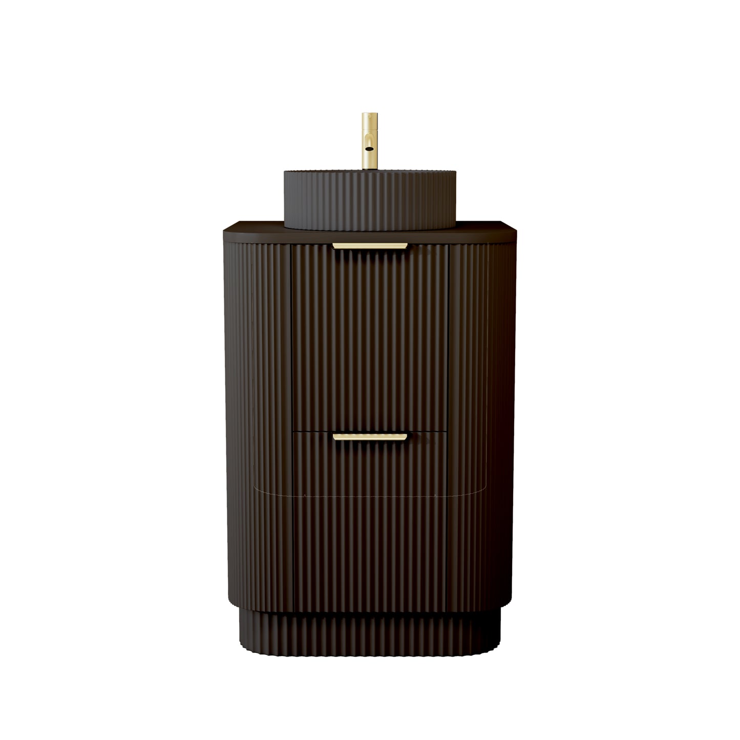 600mm Fluted Floor Standing Vanity Unit with Basin Black Matt Colour