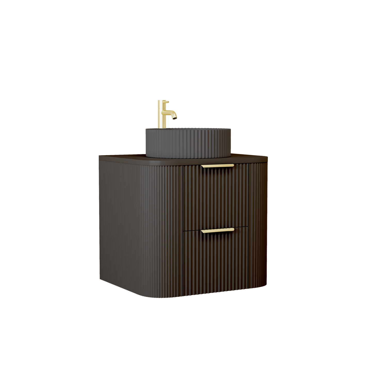 500 Fluted Vanity Unit with matching  Basin Wall Hung White Matt  Colour