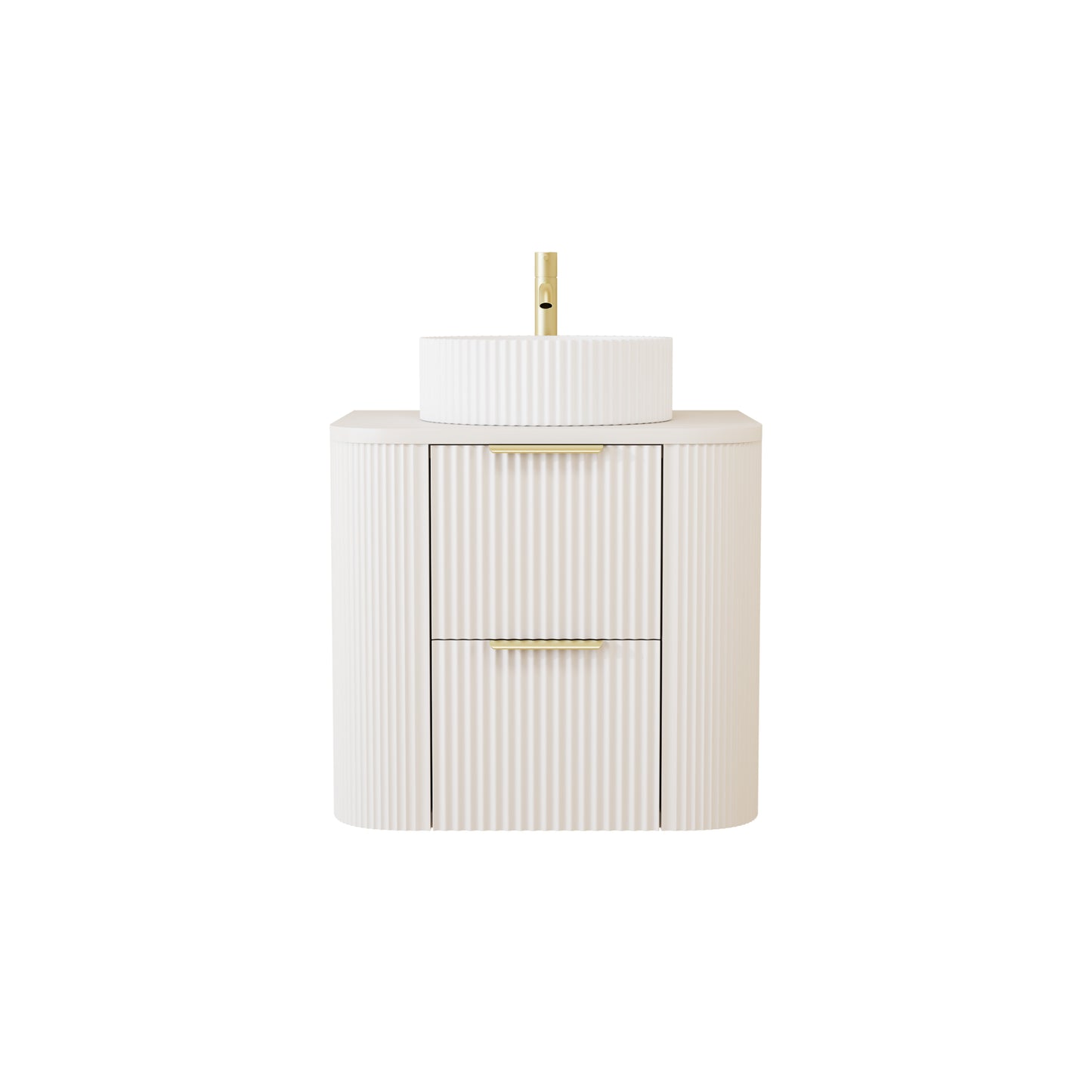 500 Fluted Vanity Unit with matching  Basin Wall Hung White Matt  Colour